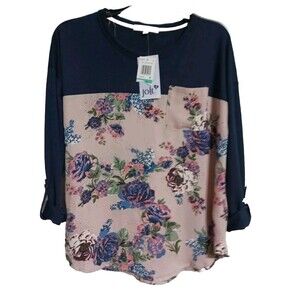 NWT Women's/Jr Girls JOLT 3/4 Sleeve Roll Tab Top Size M Blouse